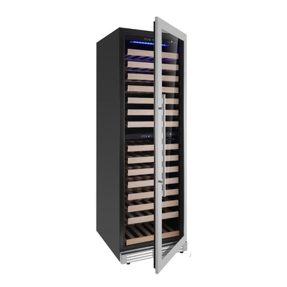 "KingsBottle Wine Cooler model KBU425DX-SS LHH featuring the Embraco Inverter Compressor, offering energy-efficient, whisper-quiet performance."