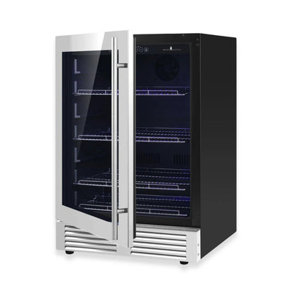 KingsBottle 24" Low-E Glass Door Beer Fridge – Stainless Steel, Left Hinge Beverage Refrigerator