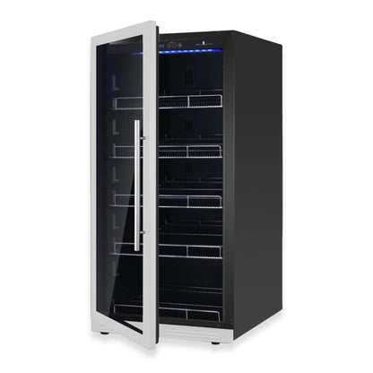 Modern commercial-style upright fridge for drinks storage