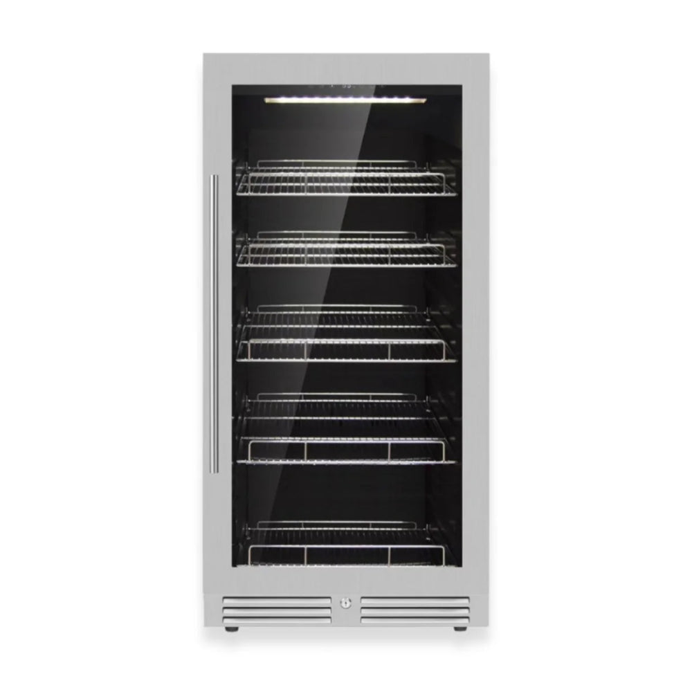 Stainless steel high-capacity drink fridge for home or bar