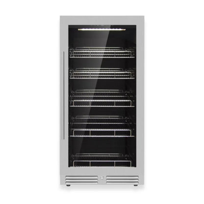 Stainless steel high-capacity drink fridge for home or bar