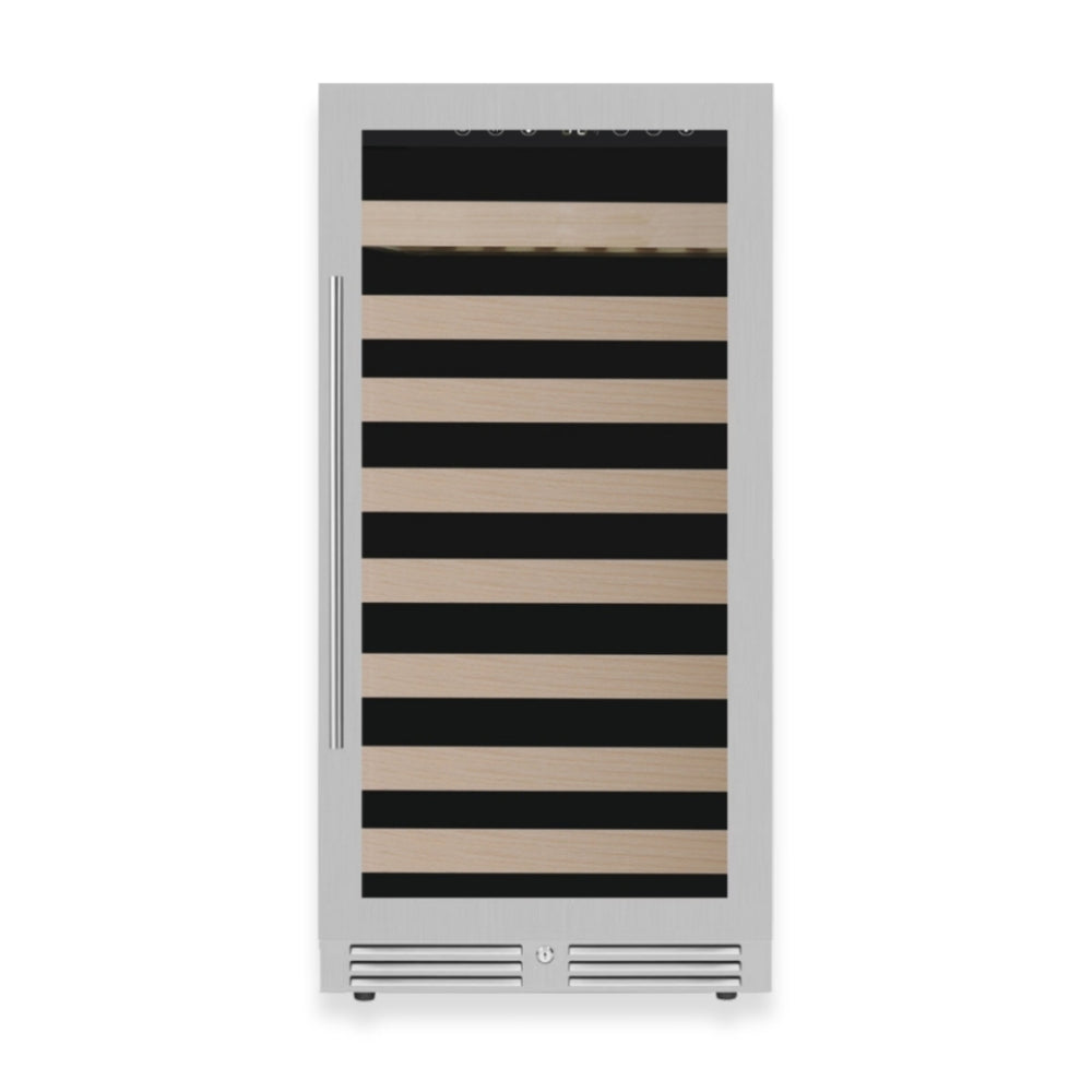 Stainless steel single-zone wine cooler with Low-E glass door