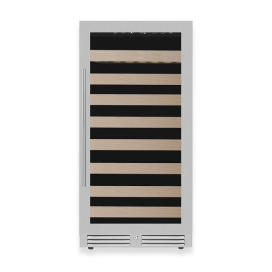 Stainless steel single-zone wine cooler with Low-E glass door
