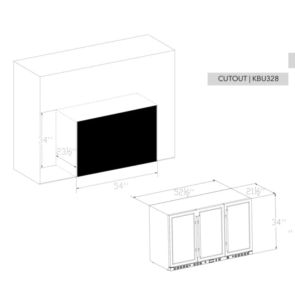 KingsBottle 53" 3-Door Heated Glass Undercounter Beverage Cooler – Commercial Bar Fridge