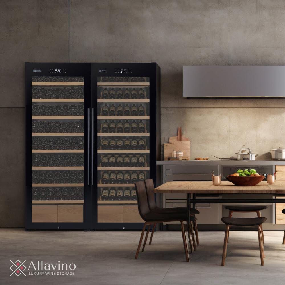 Rear-venting dual-zone wine storage unit with glass doors