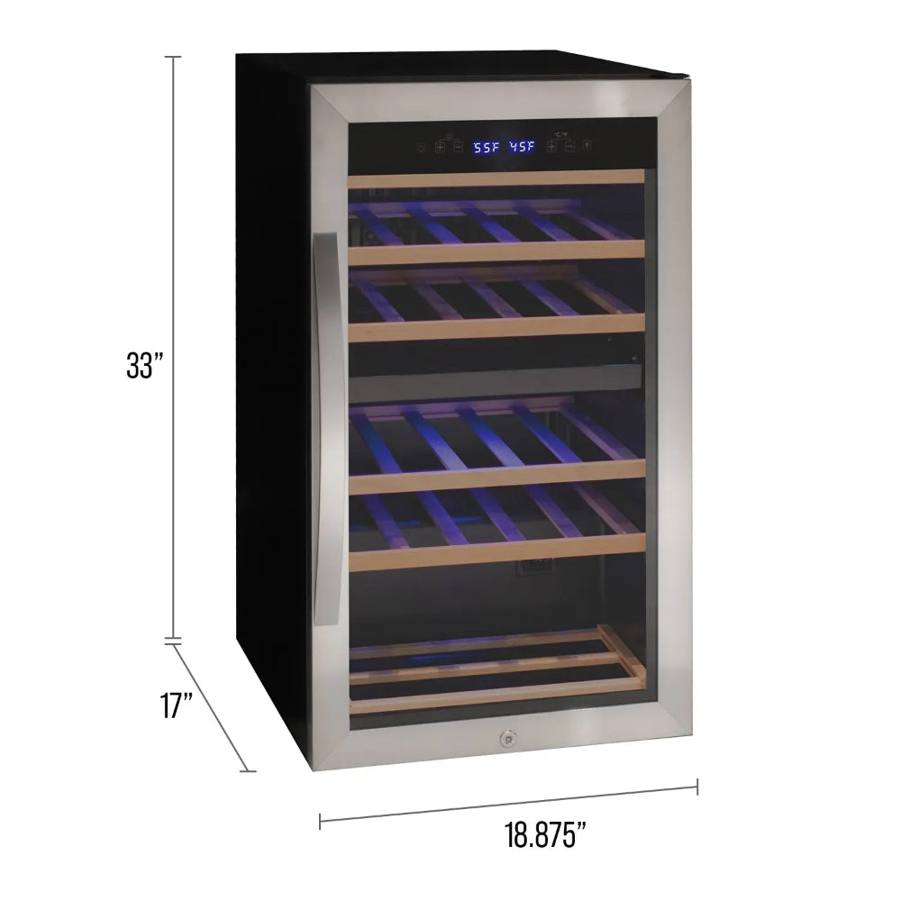 Allavino Cascina Series 28 Bottle Dual Zone Freestanding Wine Cooler Refrigerator - Stainless Steel Door