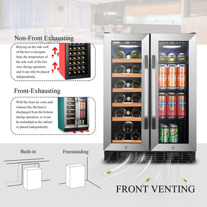 Lanbo 24-Inch Wine and Beverage Cooler – French Doors, Compact and Versatile Storage