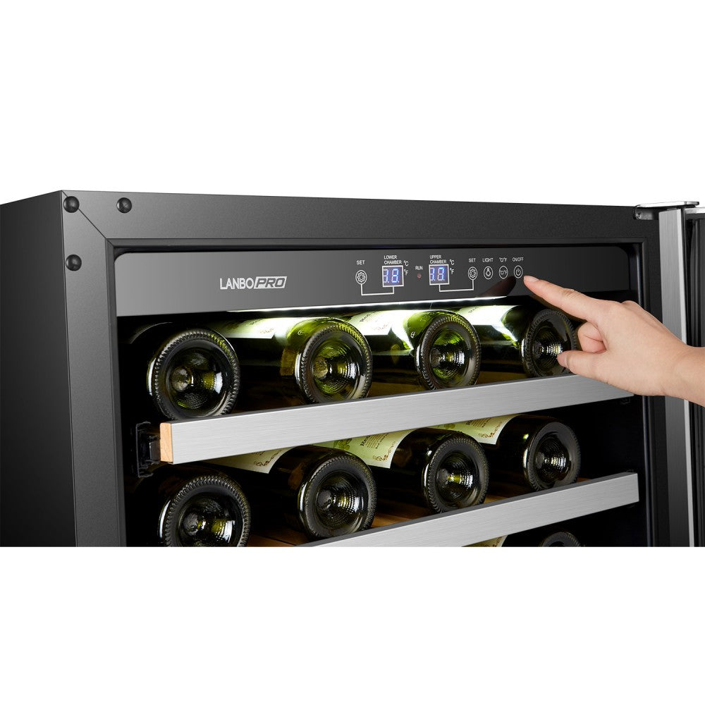 LanboPro 44-Bottle Dual Zone Wine Cooler – Efficient Temperature Control, Sleek Design