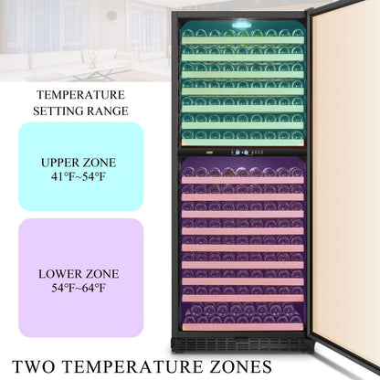 Lanbo 287-Bottle Dual Zone Wine Cooler – Black, Efficient Cooling and Spacious Design