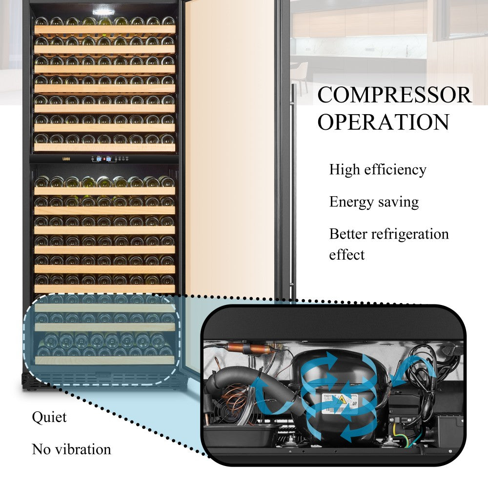 Lanbo 287-Bottle Dual Zone Wine Cooler – Black, Efficient Cooling and Spacious Design