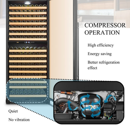 Lanbo 287-Bottle Dual Zone Wine Cooler – Black, Efficient Cooling and Spacious Design