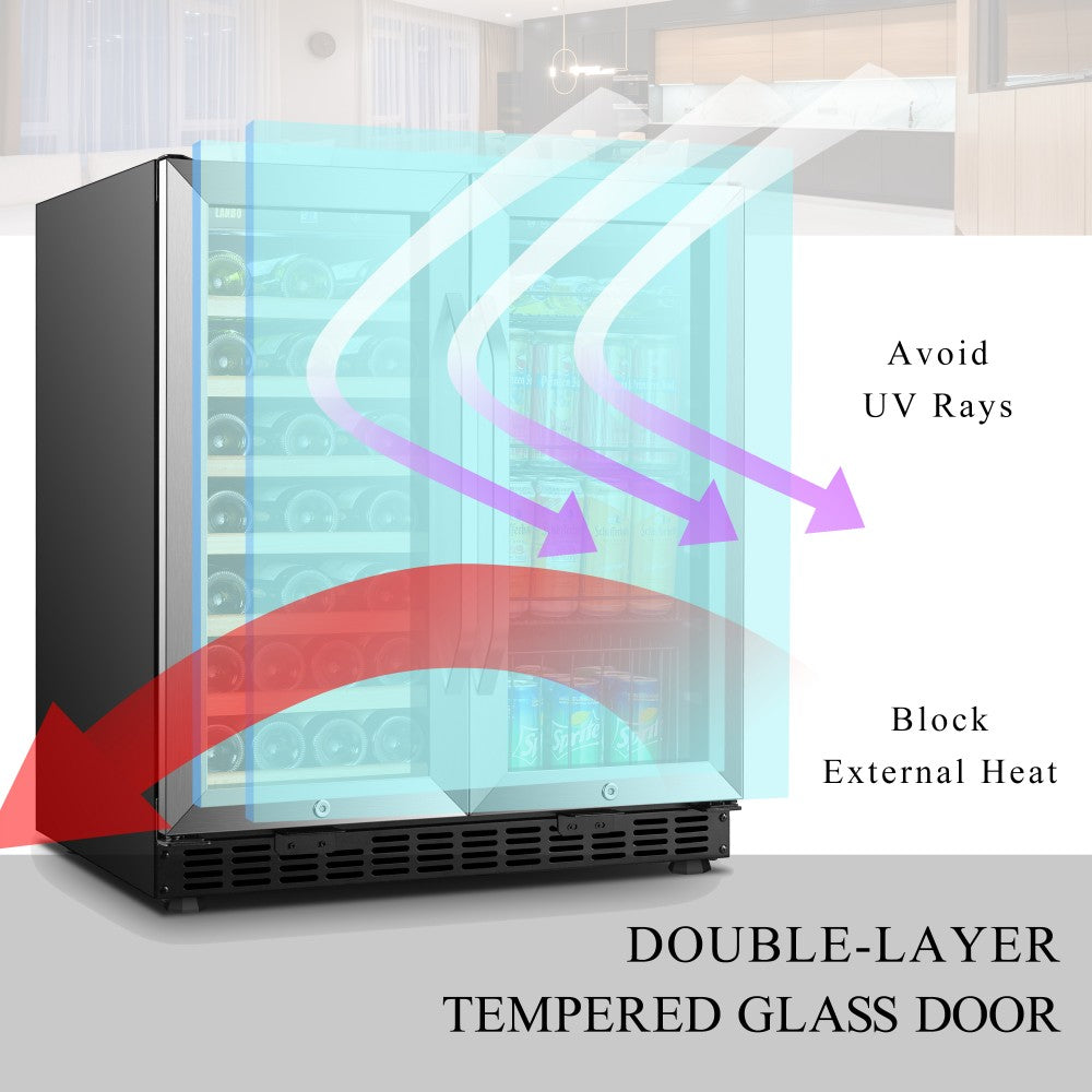 LanboPro LP66B wine and beverage fridge with UV-resistant double-pane glass doors