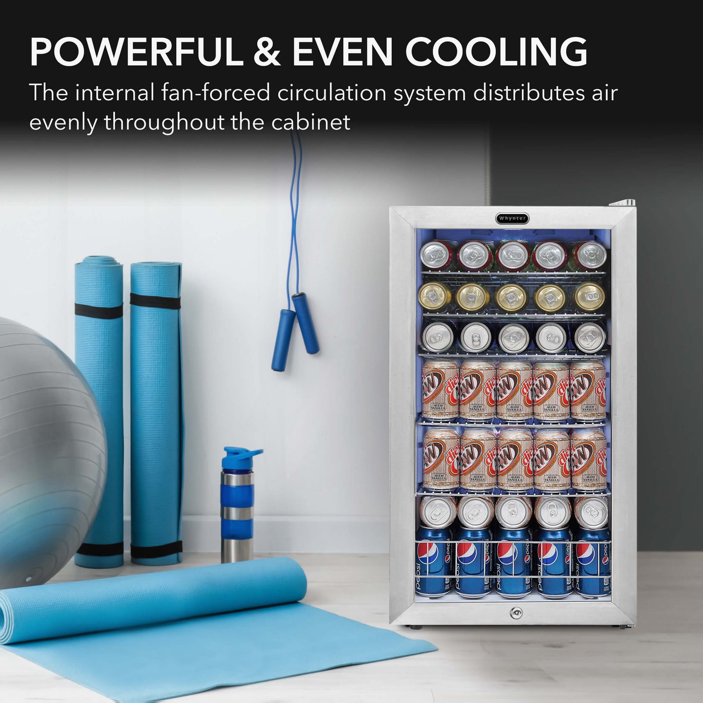 Whynter 17"  Freestanding Beverage Refrigerator - 120 Can, Stainless Steel