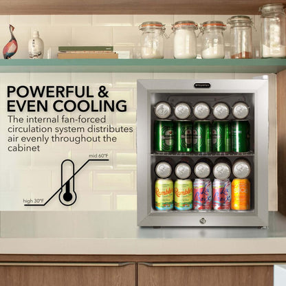 Whynter 17"  Freestanding Beverage Refrigerator - 62 Can, Stainless Steel