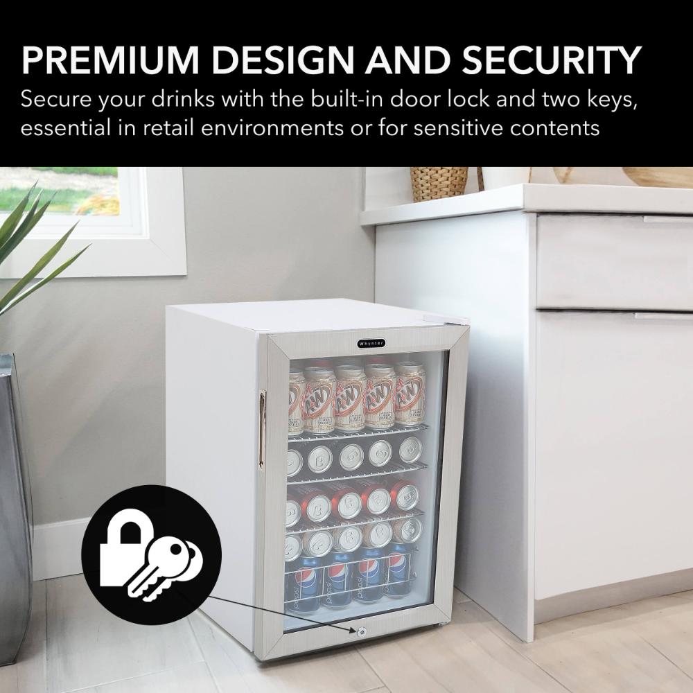 Whynter 17"  Freestanding Beverage Refrigerator - 90 Can, Stainless Steel