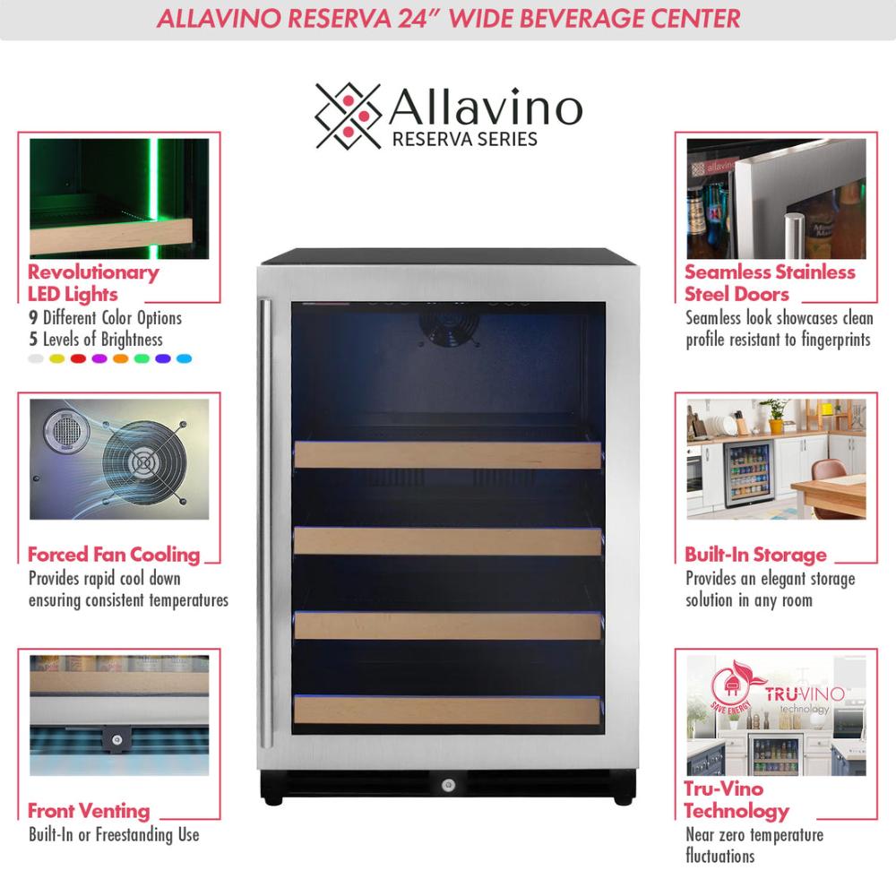 Allavino 24" Beverage Center – Stainless Steel Door, Right Hinge | Reserva Series