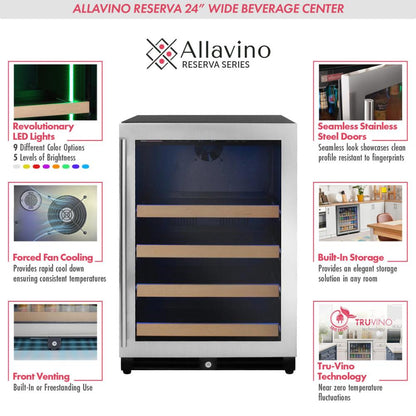 Allavino 24" Beverage Center – Stainless Steel Door, Right Hinge | Reserva Series