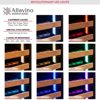 Allavino 119-Bottle Single Zone Wine Refrigerator – 55" Tall, Stainless Steel Door, Right Hinge