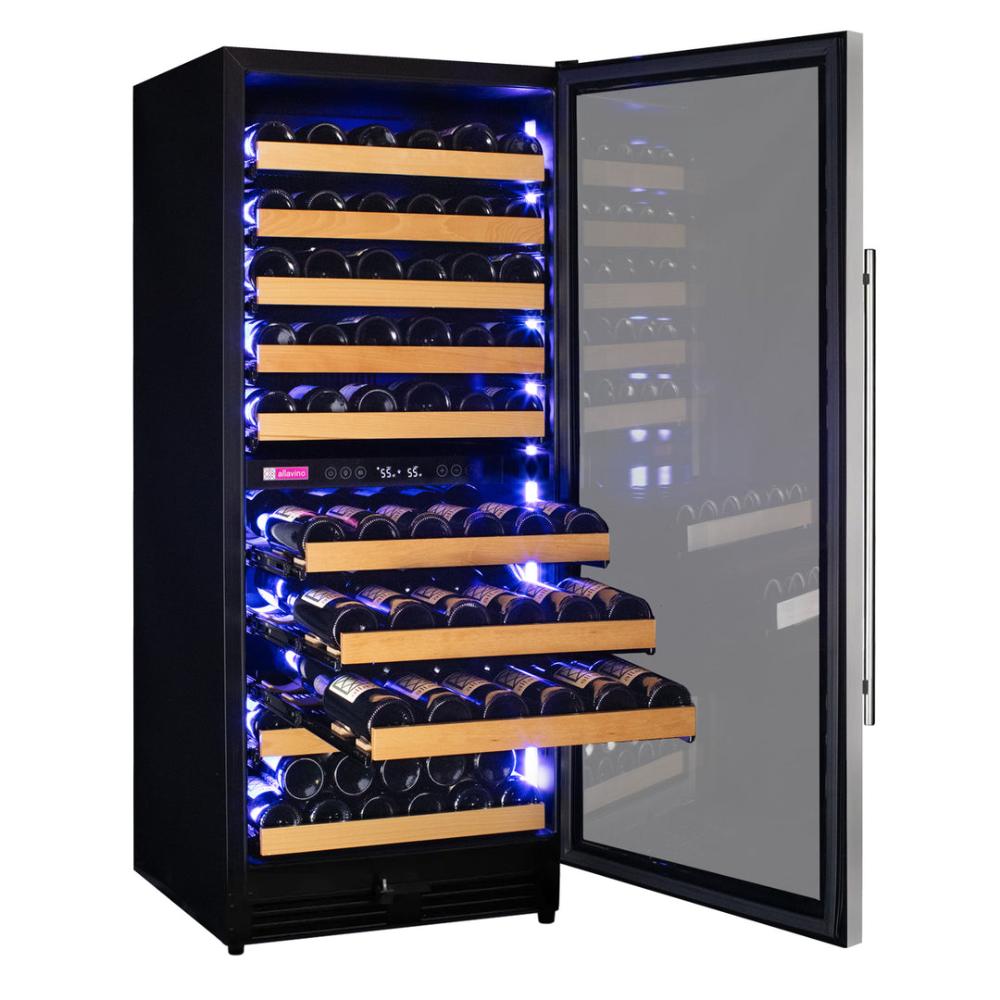 Allavino 119-Bottle Single Zone Wine Refrigerator – 55" Tall, Stainless Steel Door, Right Hinge