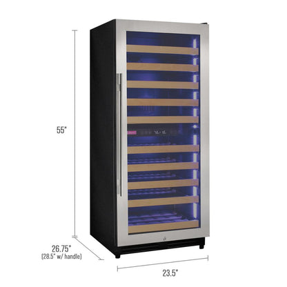 Allavino 119-Bottle Single Zone Wine Refrigerator – 55" Tall, Stainless Steel Door, Right Hinge