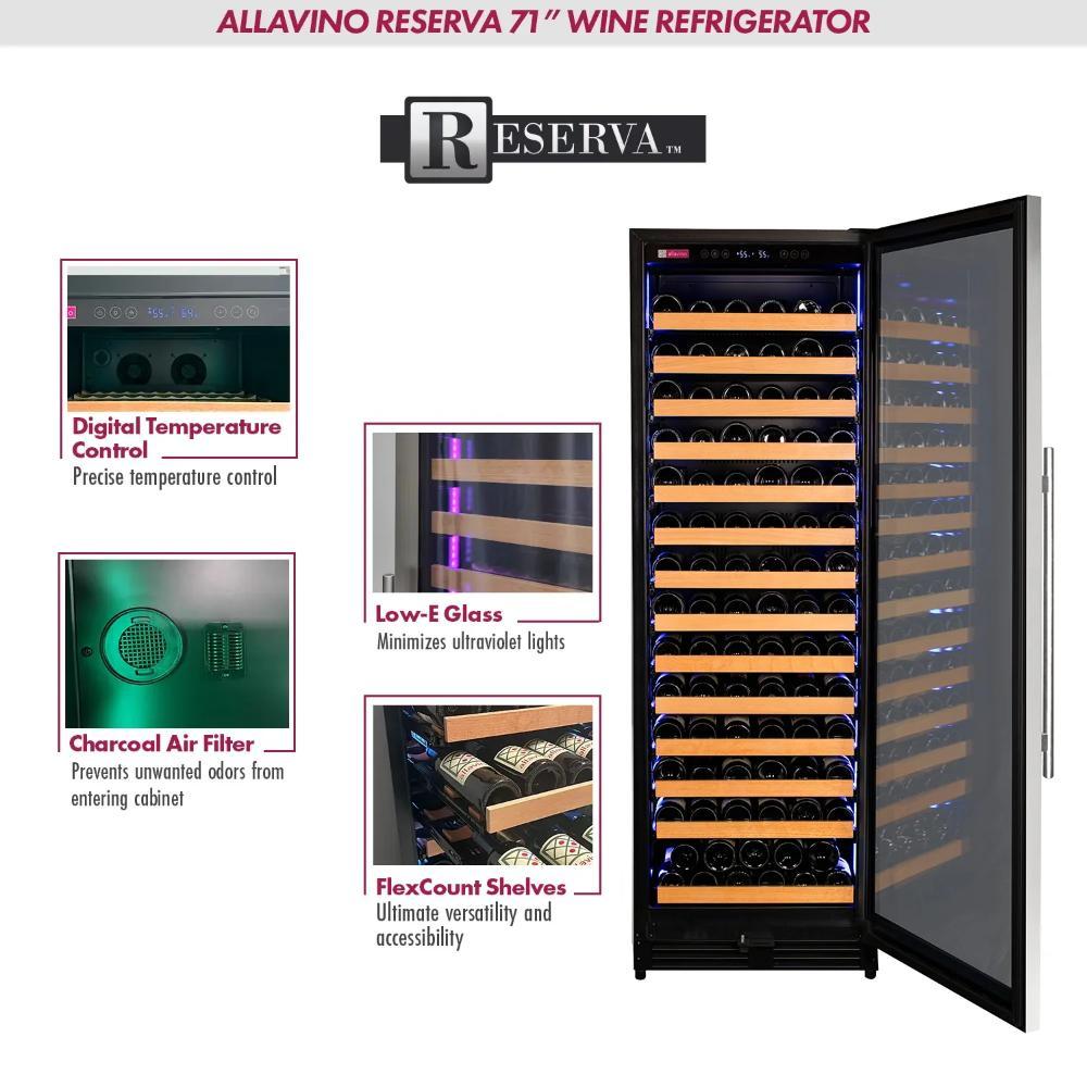 Luxury wine fridge storing up to 172 bottles with LED interior lighting