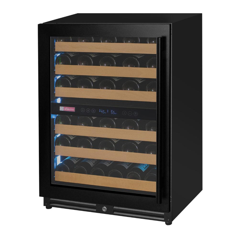 Built-in wine fridge with left-hinged UV-protective glass door