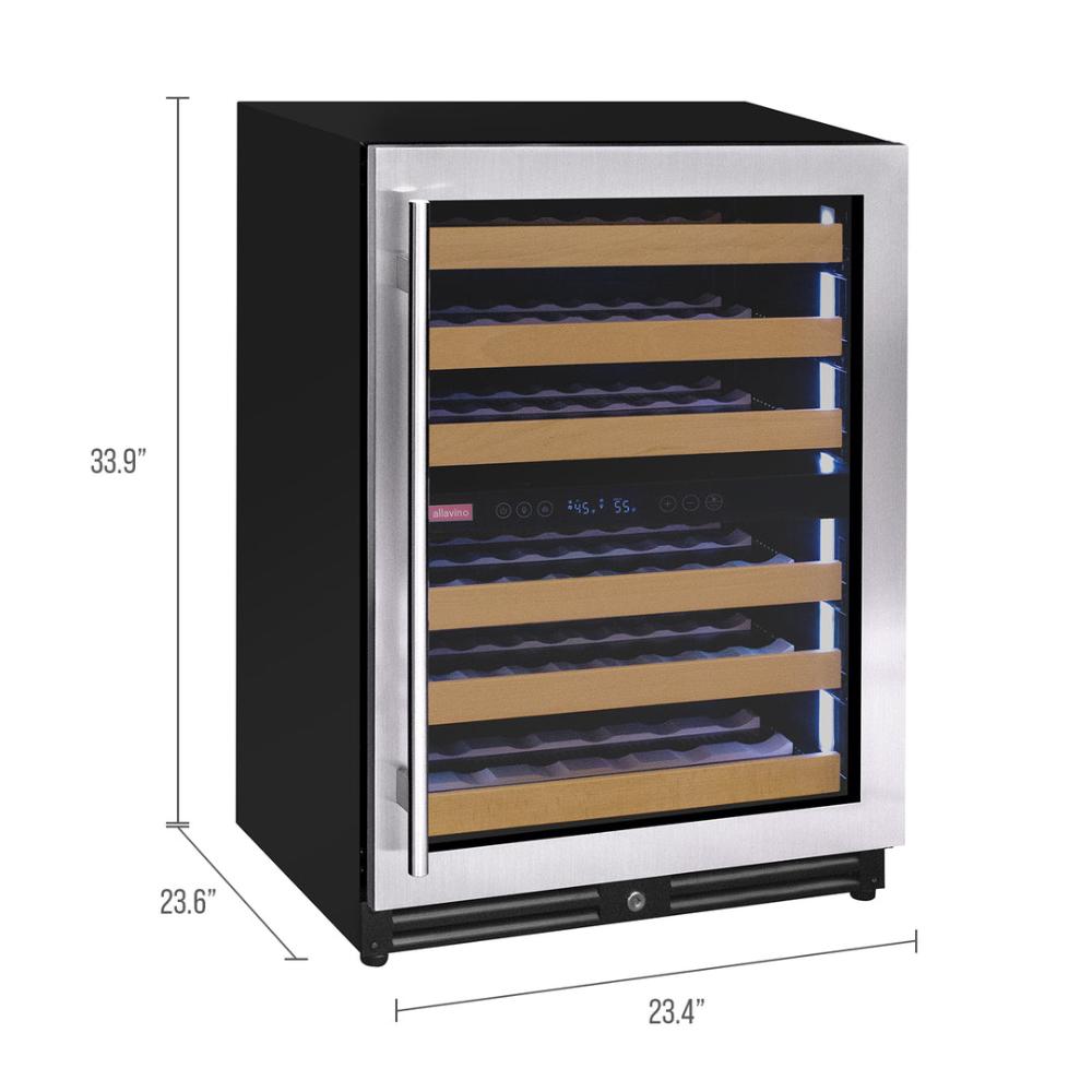 Allavino 56-Bottle Single Zone Built-In Wine Refrigerator – Stainless Steel Door, Right Hinge | Reserva Series