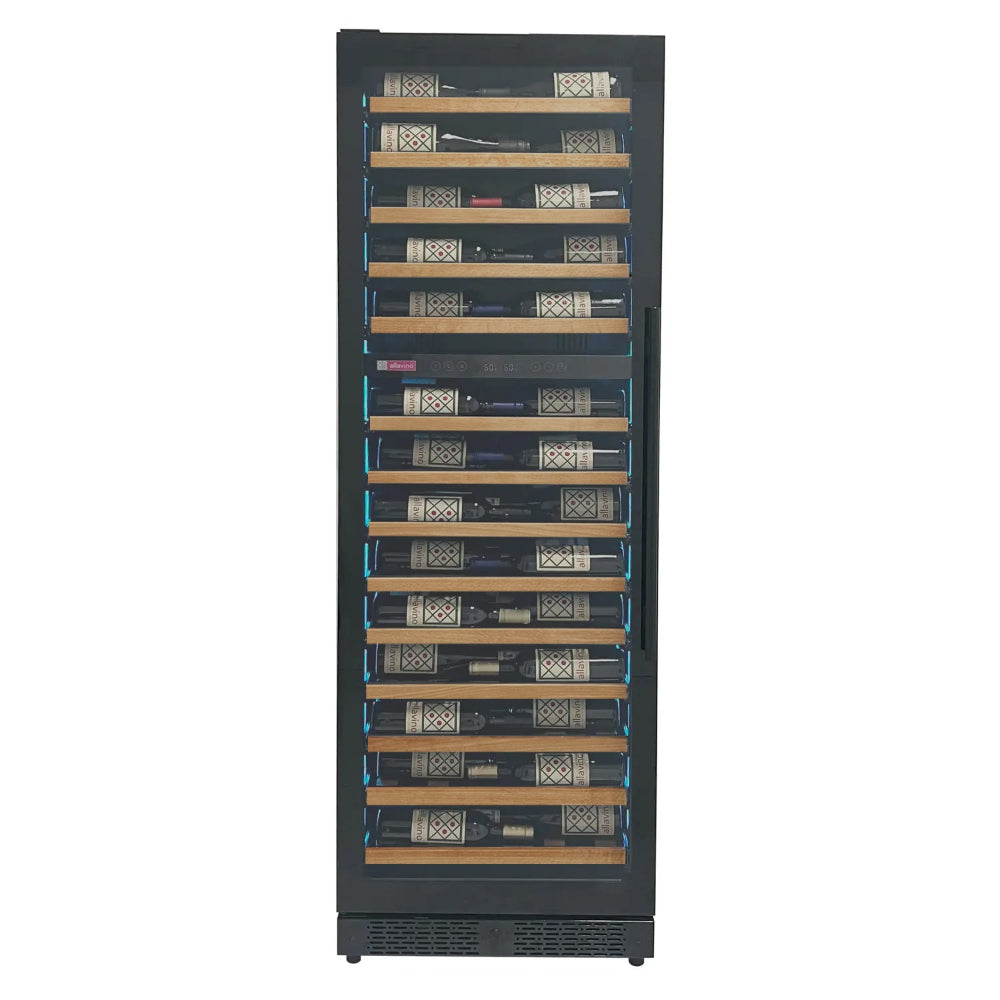 Allavino Reserva Series 67 Bottle 71” Tall Dual Zone Wine Refrigerator - Black Left Hinge with Wood Front Shelves