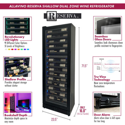 Allavino Reserva Series 67-Bottle Dual Zone Tall Black Wine Refrigerator - Left Hinge