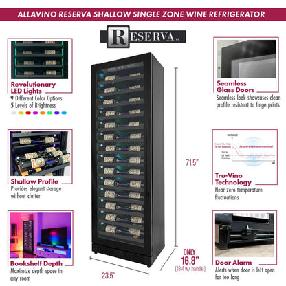 Allavino Reserva Series 134-Bottle Four Zone Shallow Side-by-Side Wine Refrigerators – Black Doors