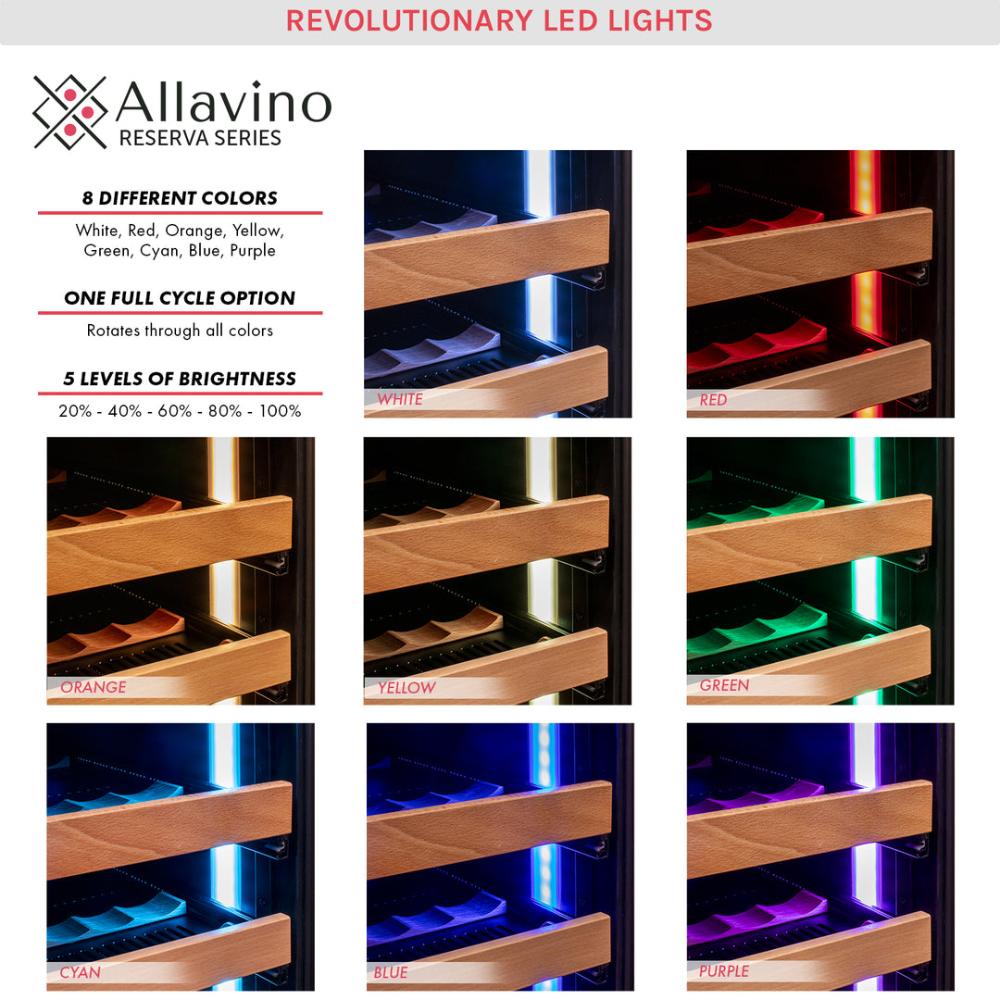 Allavino 172-Bottle Dual Zone Built-In Wine Refrigerator – Black Glass Door, Left Hinge | Reserva Series
