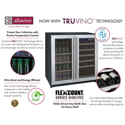 Luxury built-in wine and beverage cooler with Tru-Vino technology for precise cooling