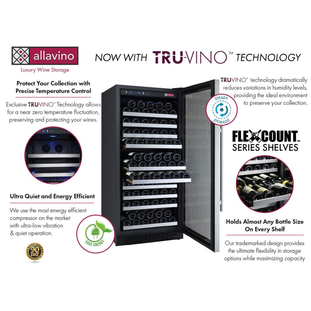 Allavino FlexCount Series 256-Bottle Dual Zone Semi-Tall Side-by-Side Wine Refrigerators – Stainless Steel Doors