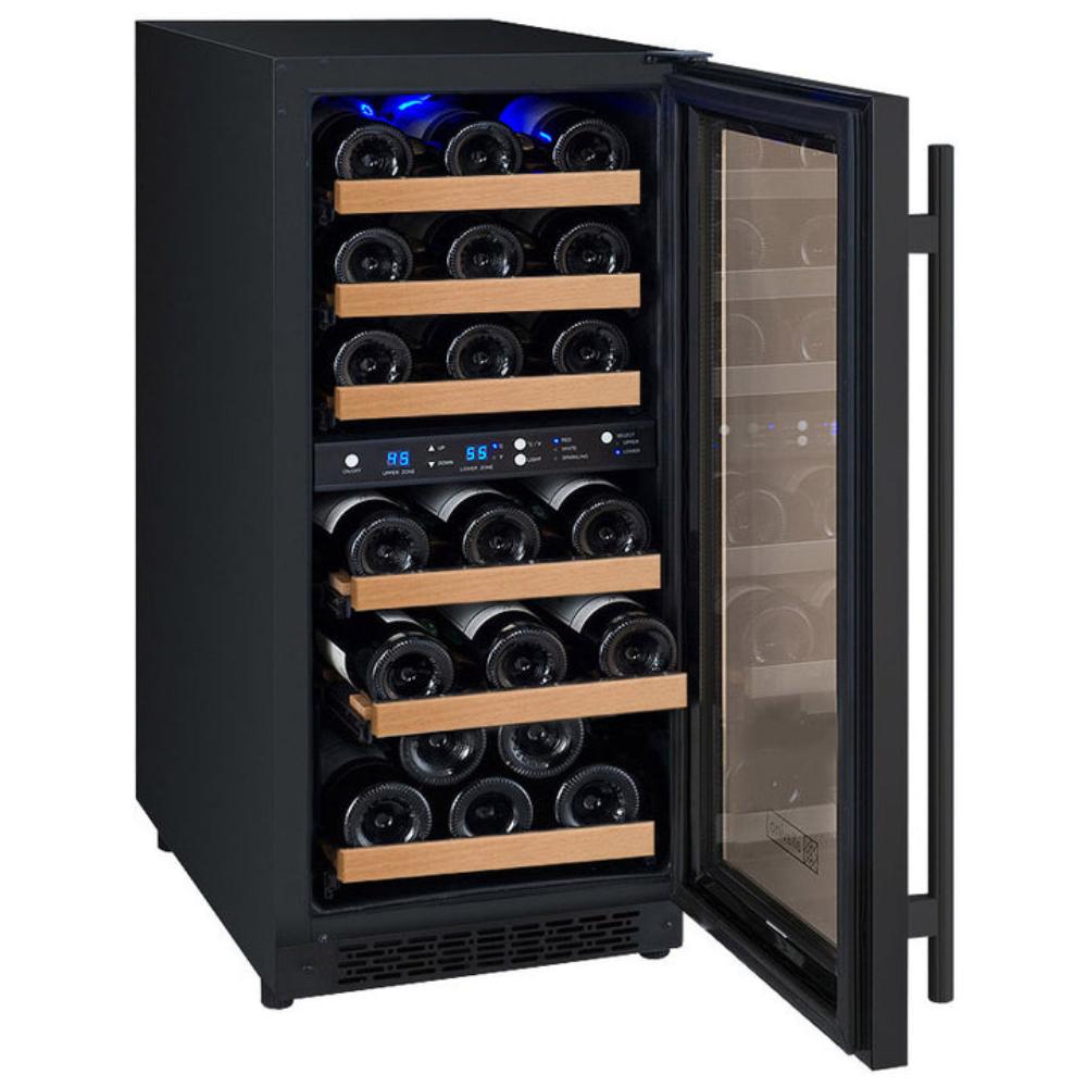 Allavino 15” FlexCount II Tru-Vino Dual Zone 30 Bottle Wine Refrigerator - Black