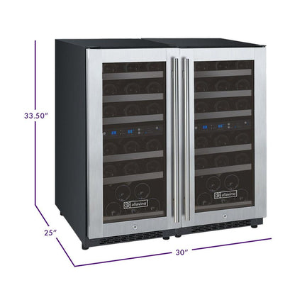 Allavino FlexCount Series 60-Bottle Four Zone Built-In Side-by-Side Wine Refrigerators – Stainless Steel Doors