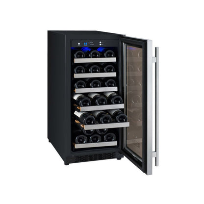 Right-hinge stainless steel wine fridge designed for optimal storage and display of wine bottles