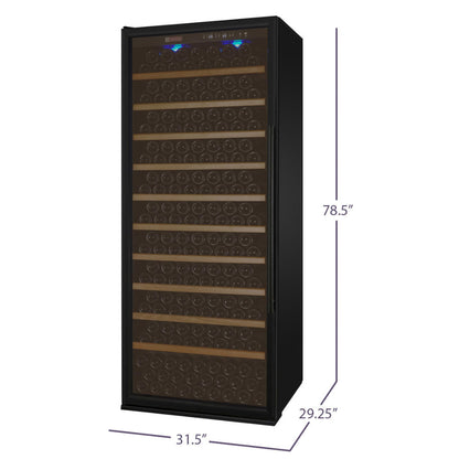 Premium 32-inch black wine refrigerator designed for serious wine collectors