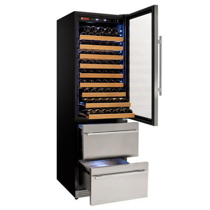 Allavino 108-Bottle Dual Zone Wine Refrigerator – Stainless Steel Finish with Two Refrigerated Drawers