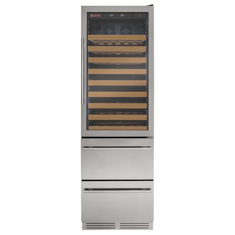 Allavino 108-Bottle Dual Zone Wine Refrigerator – Stainless Steel Finish with Two Refrigerated Drawers