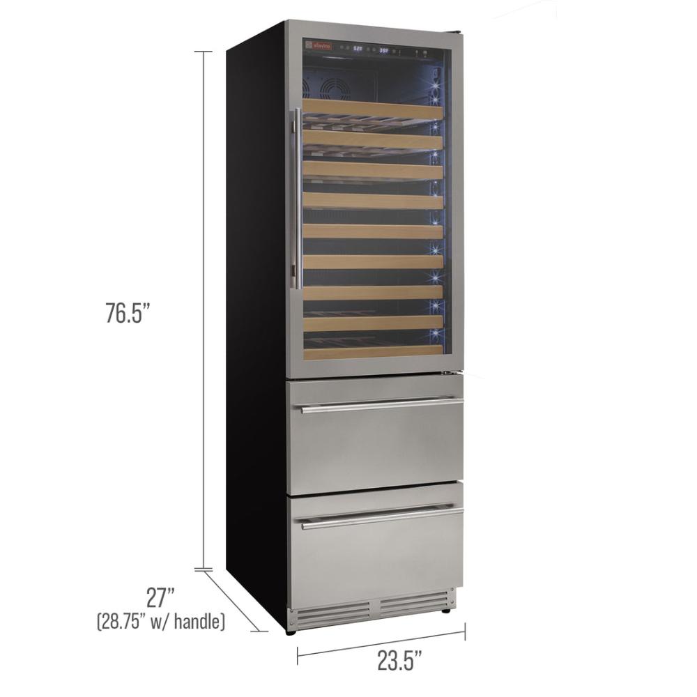 Allavino 108-Bottle Dual Zone Wine Refrigerator – Stainless Steel Finish with Two Refrigerated Drawers