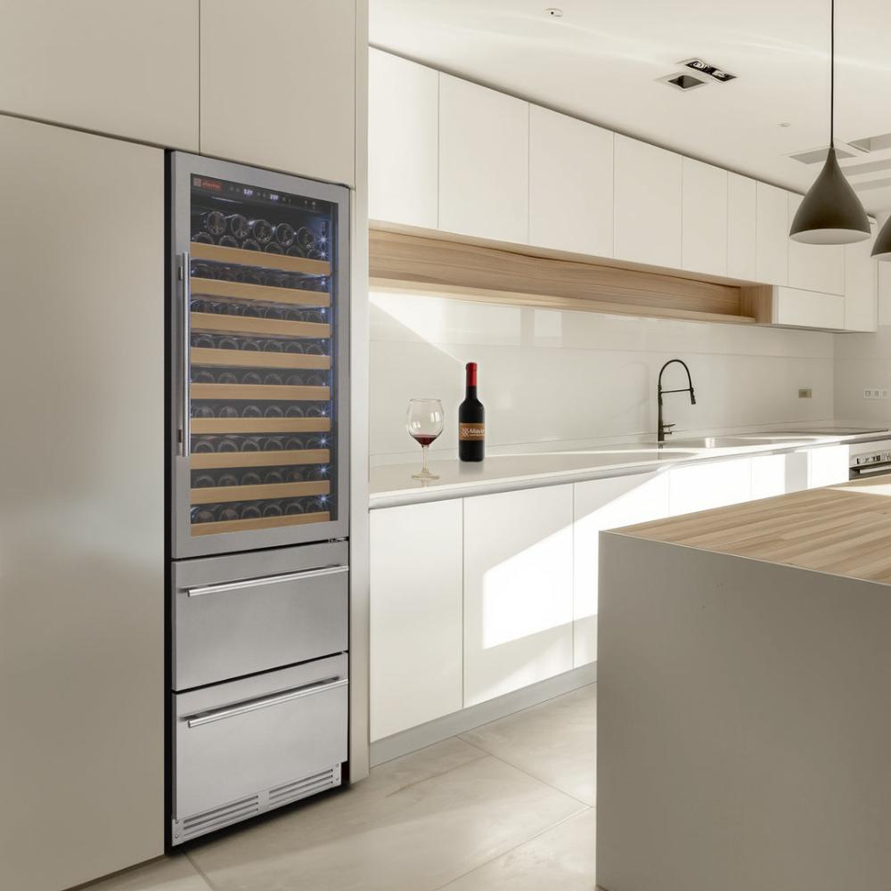 Allavino 108-Bottle Dual Zone Wine Refrigerator – Stainless Steel Finish with Two Refrigerated Drawers