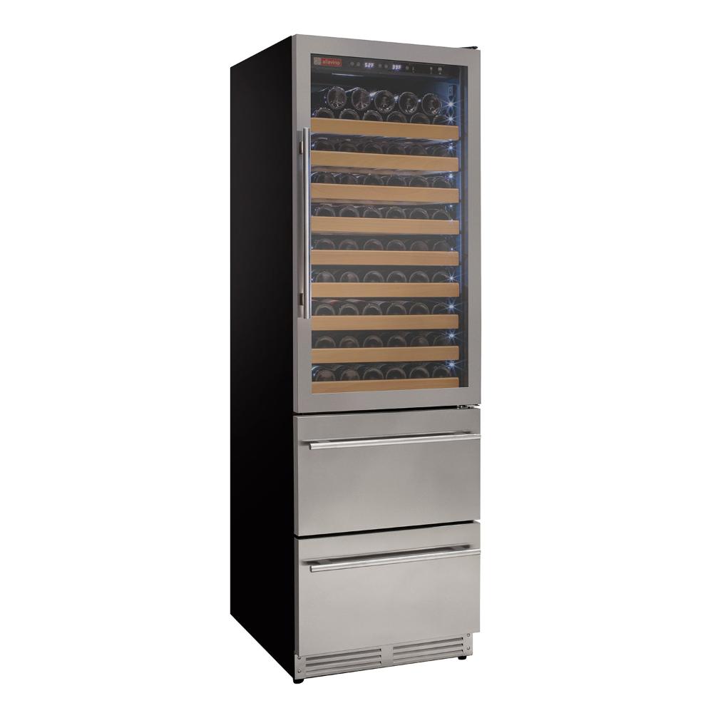 Allavino 108-Bottle Dual Zone Wine Refrigerator – Stainless Steel Finish with Two Refrigerated Drawers