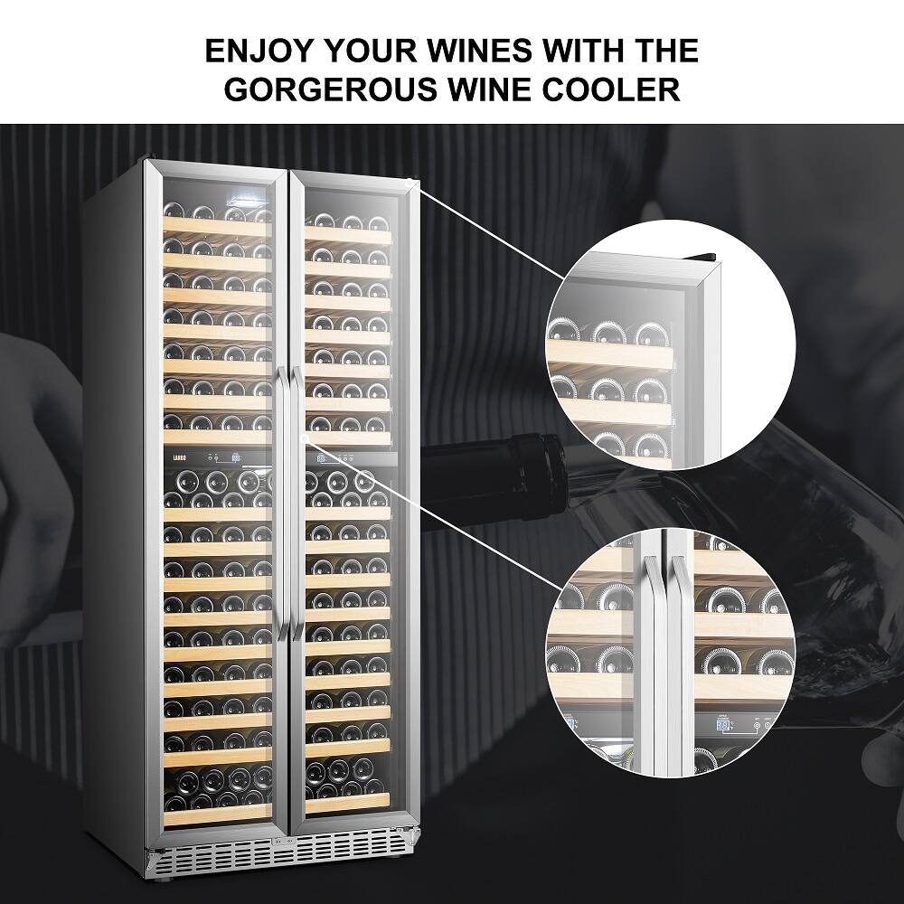 Lanbo Luxury 255-Bottle Dual Door Wine Cooler – Stainless Steel, French Doors, Elegant and Efficient Storage