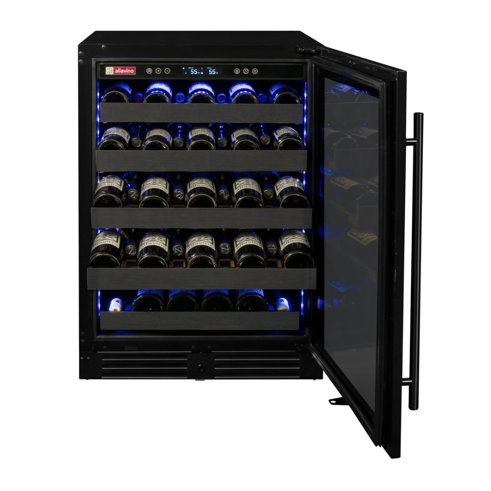 Allavino Reserva Series 50 Bottle Single Zone Built-In Luxury Wine Refrigerator - Black Stainless Steel Door, Right Hinge