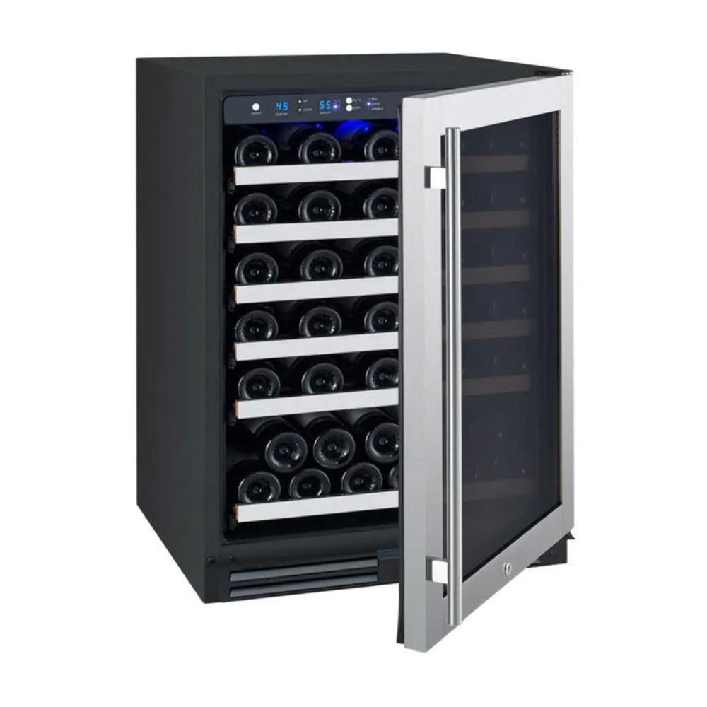 Side view of the 56-bottle capacity FlexCount wine cooler, designed for modern kitchens and bars