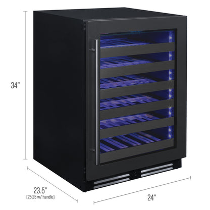 Allavino Reserva Series 50 Bottle Single Zone Built-In Luxury Wine Refrigerator - Black Stainless Steel Door, Right Hinge
