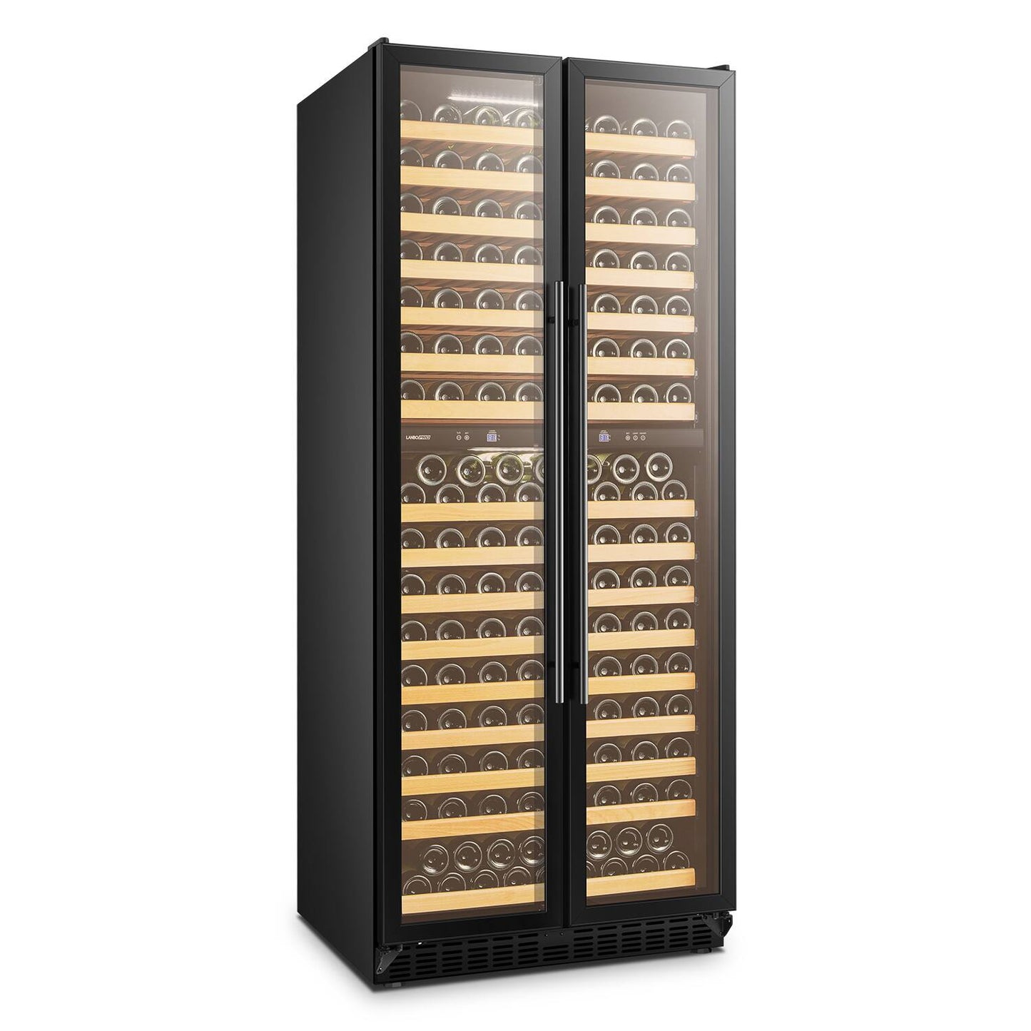 LanboPro 255-Bottle Dual Door Wine Cooler – Dual Zone, Black, French Doors, Efficient Storage