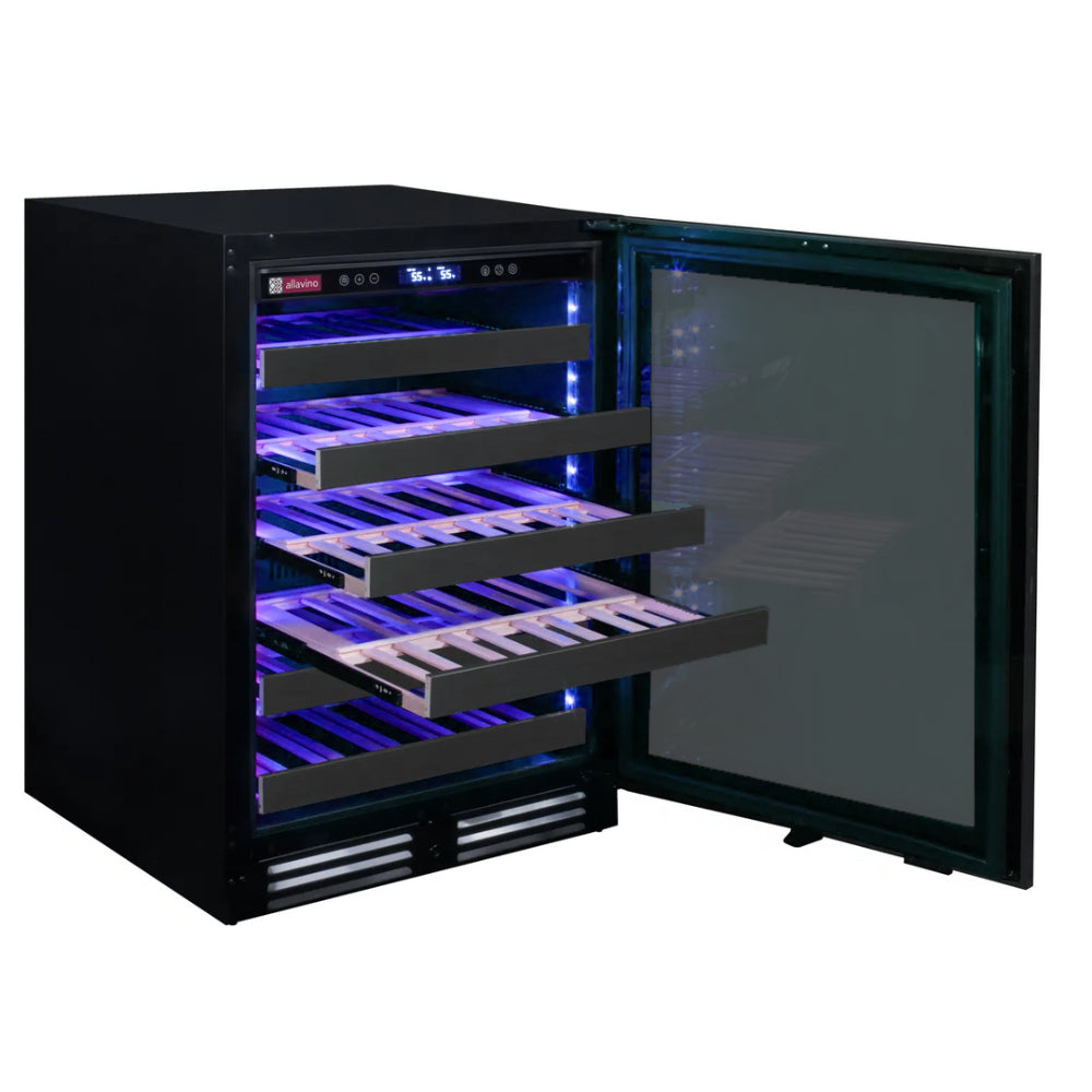 Allavino Reserva Series 50 Bottle Single Zone Built-In Luxury Wine Refrigerator - Black Stainless Steel Door, Right Hinge