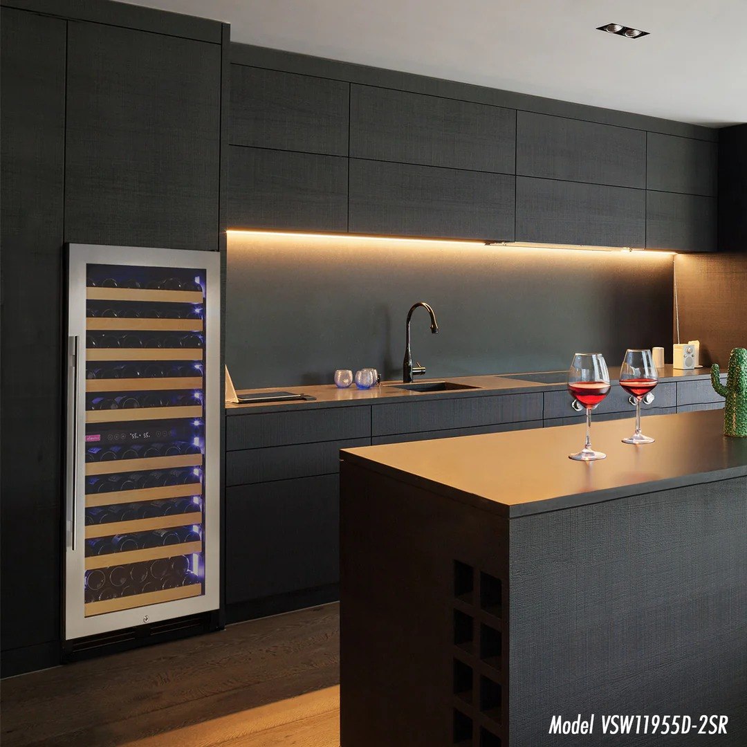 Allavino 119-Bottle Single Zone Wine Refrigerator – 55" Tall, Stainless Steel Door, Right Hinge