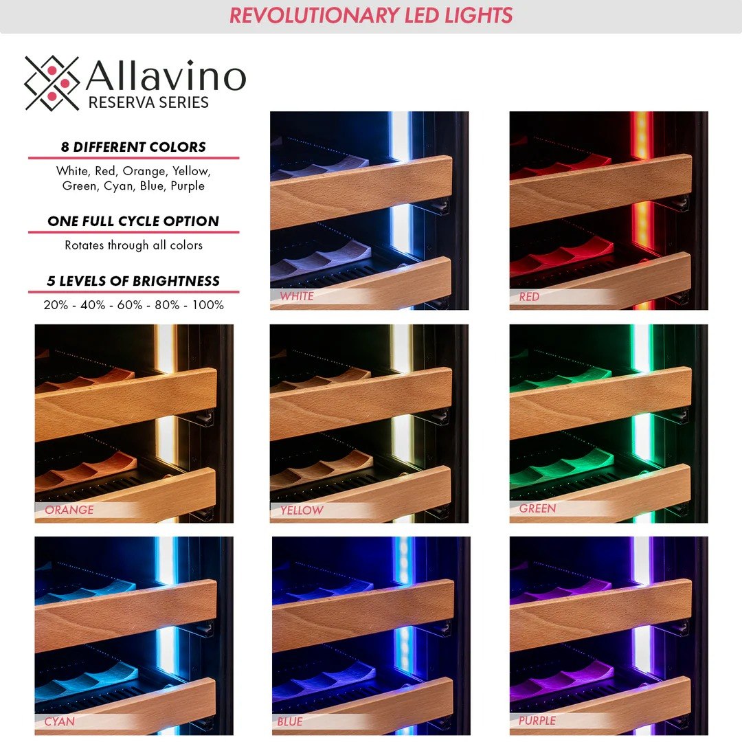 Allavino 119-Bottle Single Zone Wine Refrigerator – 55" Tall, Stainless Steel Door, Left Hinge